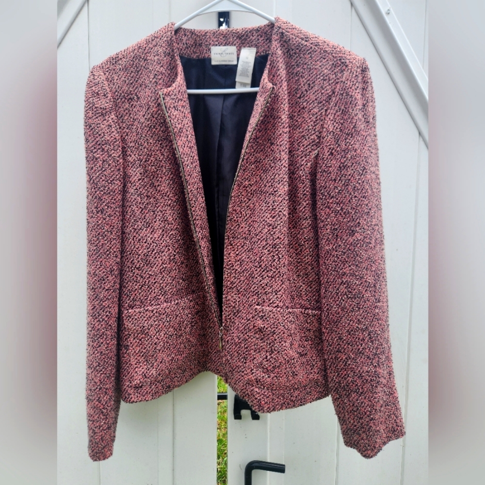 Vintage Emma James Elizabeth Claiborne Blazer 1990s pink Tweed jacket